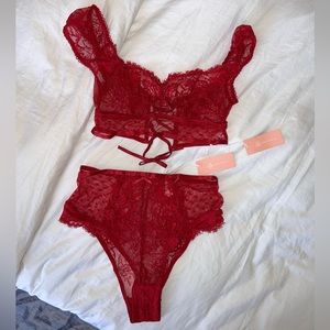 NWT Red Lace Lingerie by Mentionables